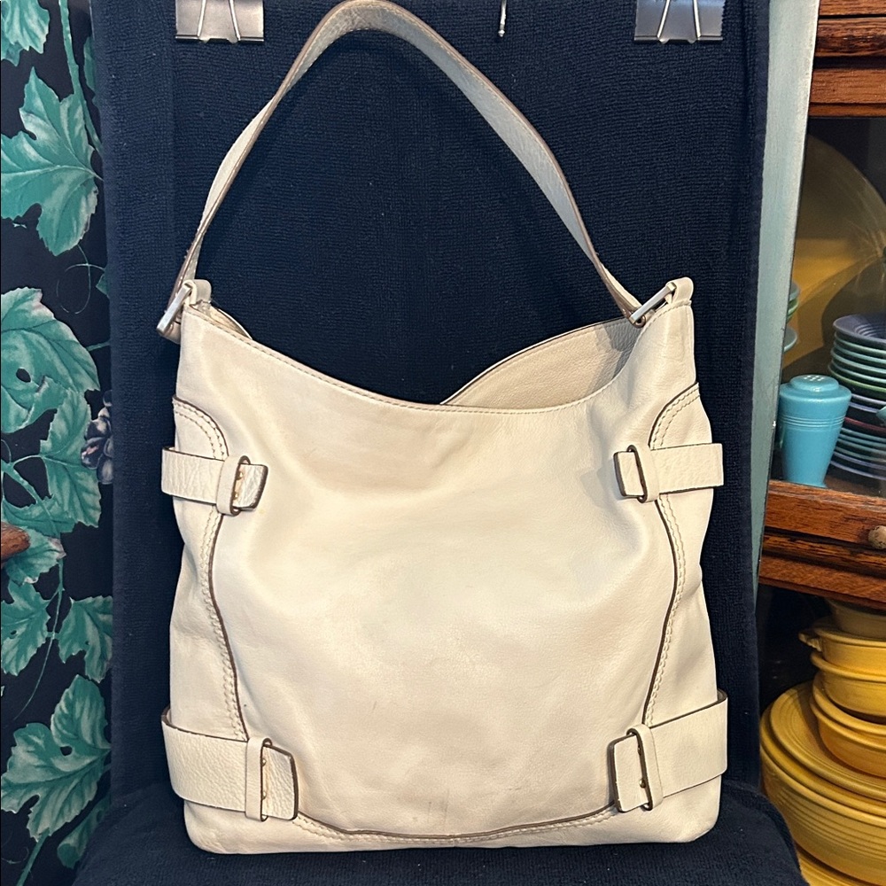 Michael Kors Cream Leather Shoulder Bag with Buckles - Picture 6 of 13